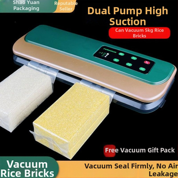 Plne automatická domáca vákuová balička na ryžové vrecká, kompaktný baliaci stroj s formičkou 2,5–5 kg