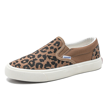 Γυναικείες καμβά sneakers με λεοπάρprint, χαμηλό ύψος, ρετρό κορεατικό στυλ, αντιολισθητικά casual παπούτσια με καουτσούκ σόλα