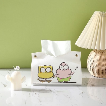 Στυλάτη θήκη χαρτοπετσετών με SpongeBob και Patrick Star — καρτούν σχέδιο, μινιμαλιστικό στυλ για τραπεζάκι σαλονιού