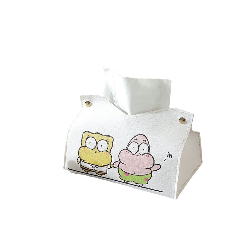 Στυλάτη θήκη χαρτοπετσετών με SpongeBob και Patrick Star — καρτούν σχέδιο, μινιμαλιστικό στυλ για τραπεζάκι σαλονιού