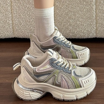 Γυναικείες sneakers τύπου Dad με διπλό δίχτυ και φαρδιά σόλα, άνετα αθλητικά για όλες τις εποχές