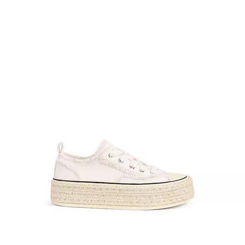 Γυναικείες καμβά sneakers με αύξηση ύψους 5 cm, λευκά, Παριζιάνικο στυλ ψαρά, Άνοιξη 2026