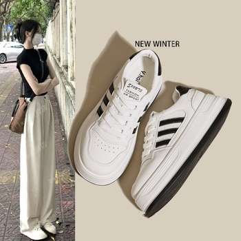 Difanfei Γυναικειες λευκές sneakers από γνήσιο δέρμα με φαρδιά σόλα για αύξηση ύψους, μοντέλο άνοιξη 2026, ελαφριά καθημερινά αθλητικά παπούτσια