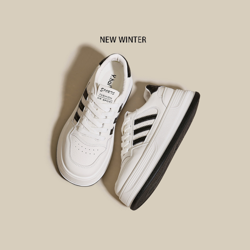 Difanfei Γυναικειες λευκές sneakers από γνήσιο δέρμα με φαρδιά σόλα για αύξηση ύψους, μοντέλο άνοιξη 2026, ελαφριά καθημερινά αθλητικά παπούτσια