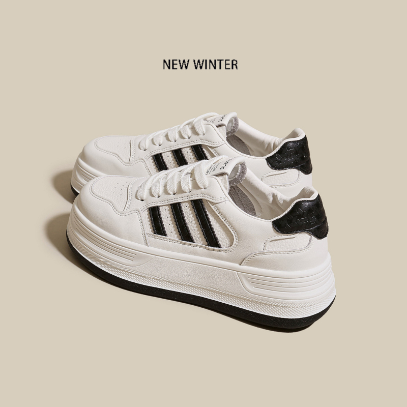 Difanfei Γυναικειες λευκές sneakers από γνήσιο δέρμα με φαρδιά σόλα για αύξηση ύψους, μοντέλο άνοιξη 2026, ελαφριά καθημερινά αθλητικά παπούτσια
