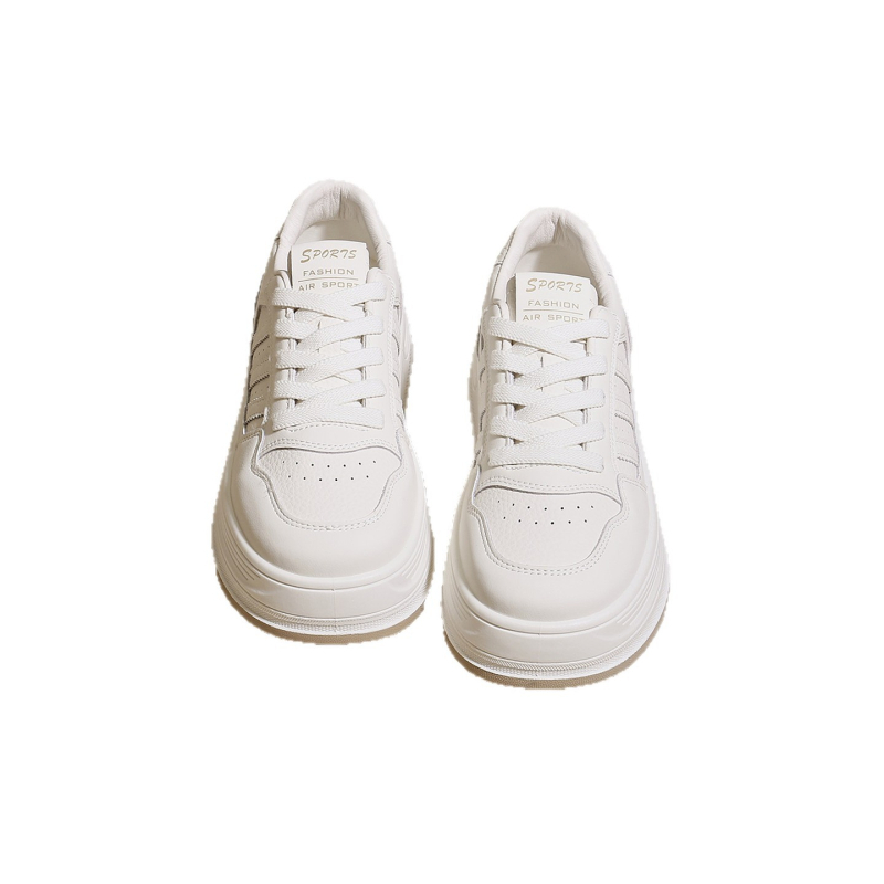 Difanfei Γυναικειες λευκές sneakers από γνήσιο δέρμα με φαρδιά σόλα για αύξηση ύψους, μοντέλο άνοιξη 2026, ελαφριά καθημερινά αθλητικά παπούτσια