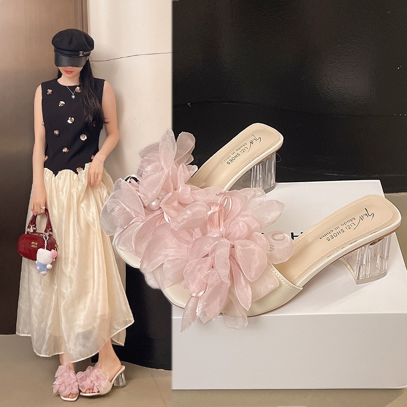 2026 Νέα συλλογή Socialite – Floral Fairy σανδάλια με χοντρό τακούνι για γυναίκες, καλοκαίρι, με μία λουρί από σουέτ