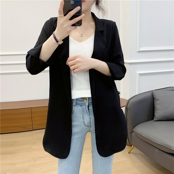 Γυναικείο chiffon blazer σε μεγάλο μέγεθος, ελαφρύ καλοκαιρινό σακάκι με κυρτή γραμμή, προστασία από τον ήλιο