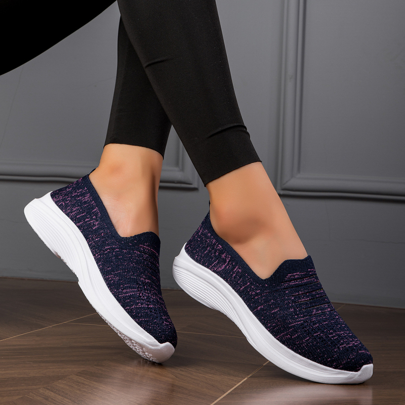 Γυναικεία ανάλαφρα slip-on παπούτσια από πλεκτό ύφασμα, διαπνέοντα, με χαμηλό τακούνι, άνοιξη 2025