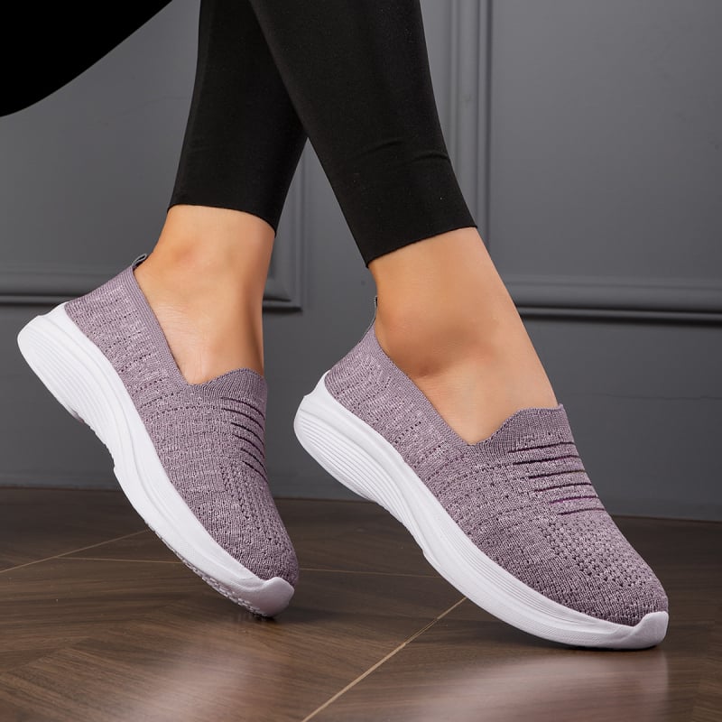 Γυναικεία ανάλαφρα slip-on παπούτσια από πλεκτό ύφασμα, διαπνέοντα, με χαμηλό τακούνι, άνοιξη 2025