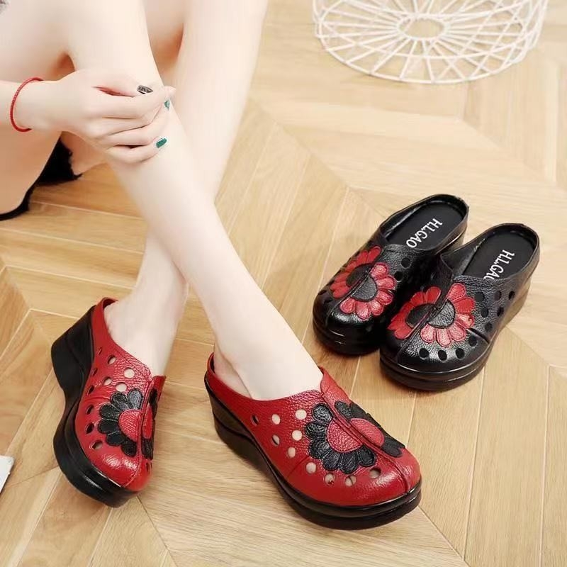 Γυναικεία παπούτσια από μαλακό δέρμα, slip-on με μαλακή σόλα, χαμηλό τακούνι, για ώριες γυναίκες, άνοιξη-καλοκαίρι-φθινόπωρο