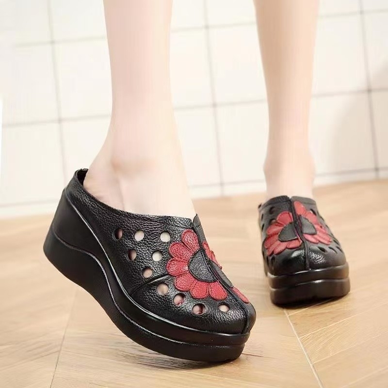Γυναικεία παπούτσια από μαλακό δέρμα, slip-on με μαλακή σόλα, χαμηλό τακούνι, για ώριες γυναίκες, άνοιξη-καλοκαίρι-φθινόπωρο