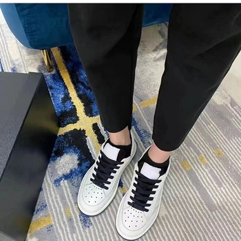 Γυναικείες λευκές sneakers με παχιά σόλα, Chanel-inspired panda print, casual