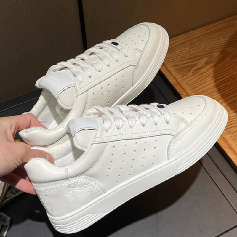 Γυναικείες λευκές sneakers με παχιά σόλα, Chanel-inspired panda print, casual
