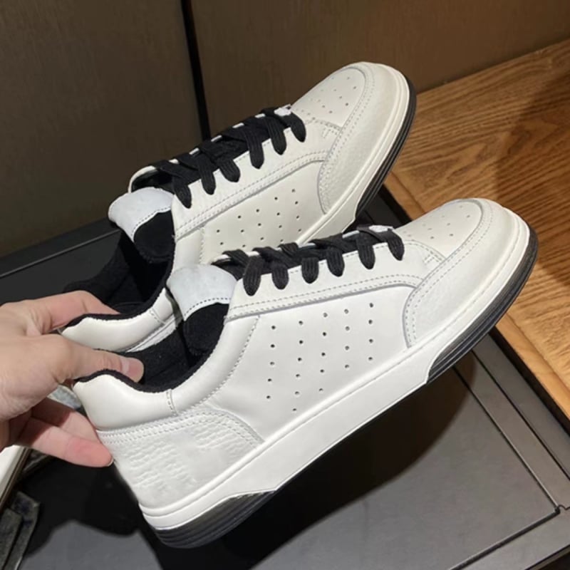 Γυναικείες λευκές sneakers με παχιά σόλα, Chanel-inspired panda print, casual
