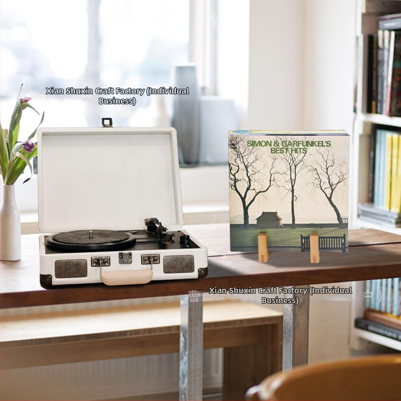 Drevená polica na CD, vinylové platne, knihy, časopisy a fotorámiky