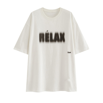 Γυναικεία μαύρη T-Shirt με κοντά μανίκια, χαλαρή γραμμή, εκτύπωση καρτούν, στρογγυλός λαιμός, ύφασμα Milk Silk πολυεστέρας