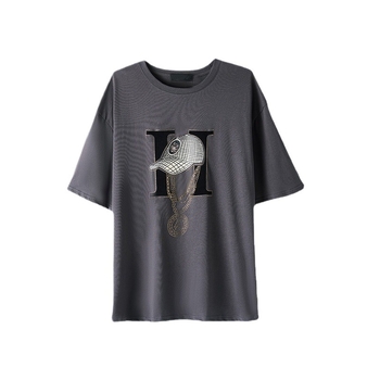 Γυναικείο κοντόμανικο T‑shirt, 2023 νέα γραμμή, σε μεγάλη διάσταση, μεσαίου μήκους, άνετη εφαρμογή, καλύπτει την κοιλιά, οπτικά λεπταίνει τη σιλουέτα, σχέδιο patchwork