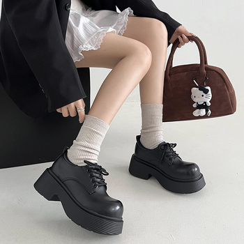 Γυναικείοι καφέ loafers με παχιά σόλα – ρετρό βρετανικό στυλ Mary Jane, PU δέρμα