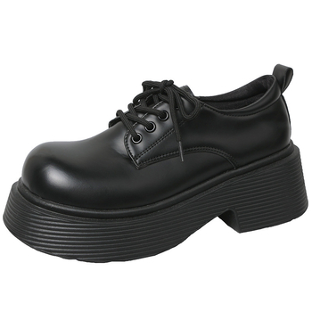 Γυναικείοι καφέ loafers με παχιά σόλα – ρετρό βρετανικό στυλ Mary Jane, PU δέρμα