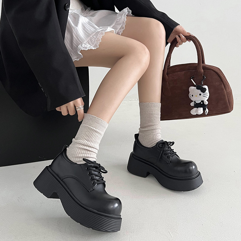 Γυναικείοι καφέ loafers με παχιά σόλα – ρετρό βρετανικό στυλ Mary Jane, PU δέρμα