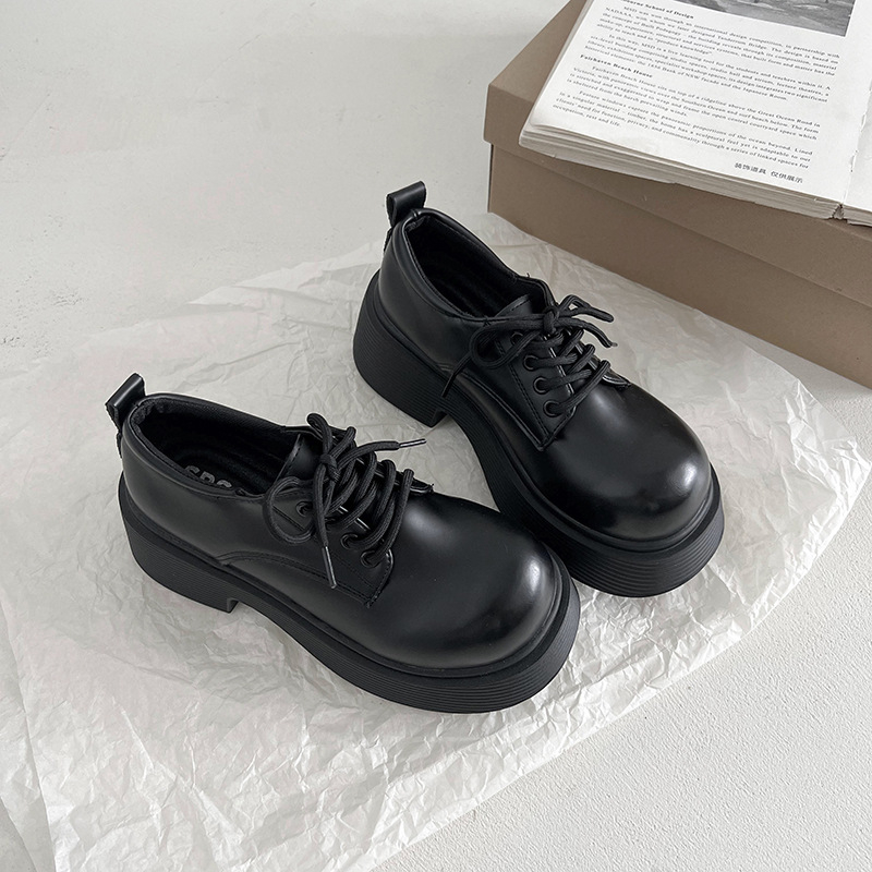 Γυναικείοι καφέ loafers με παχιά σόλα – ρετρό βρετανικό στυλ Mary Jane, PU δέρμα