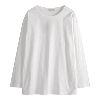 Γυναικείο μαύρο μακρυμάνικο T‑shirt σε μονόχρωμο σχέδιο, άνετη χαλαρή γραμμή, ελαφρύ ύφασμα, βασικό τοπ βάσης για στρώσεις, καθημερινή χρήση