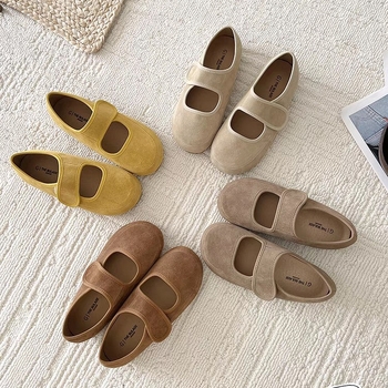 Loafers από σουέτ με στρογγυλό άκρο, Velcro κλείσιμο, σε στυλ Birkenstock, ρετρό καθημερινή χρήση, φθινοπωρο 2025