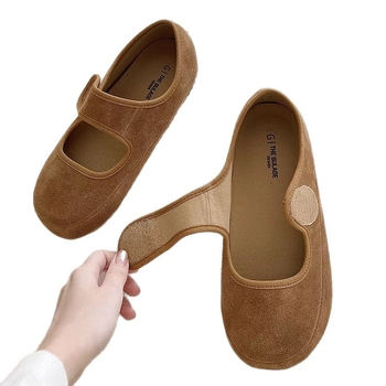 Loafers από σουέτ με στρογγυλό άκρο, Velcro κλείσιμο, σε στυλ Birkenstock, ρετρό καθημερινή χρήση, φθινοπωρο 2025