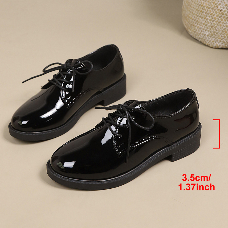 Γυναικεία δερμάτινα loafers σε βρετανικό στυλ με κορδόνια, μεγάλο μέγεθος EU 43, άνοιξη 2026, ρετρό σχεδίαση
