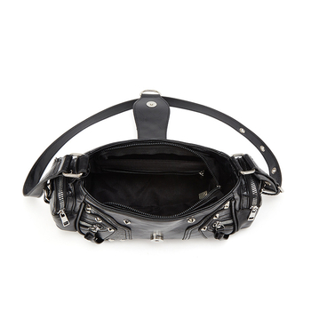 Annmu PU δερμάτινη τσάντα μοτοσικλέτας με ριβέ, crossbody/ώμου, μεσαίου μεγέθους, Χειμερινή συλλογή 2025
