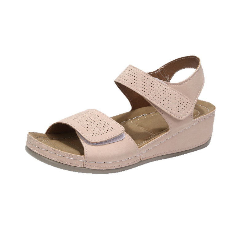 Sandale dama cu toc în formă de platformă și Velcro, mărime mare, casual, pentru exterior