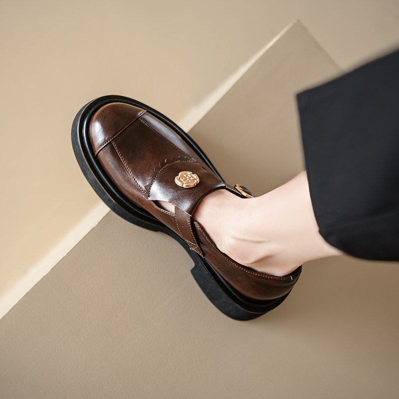Camellia πλατφόρμα loafers, βρετανικού ύφους, με στρογγυλή μύτη, γυναικείες παπούτσια από συνθετικό δέρμα με χοντρό τακούνι