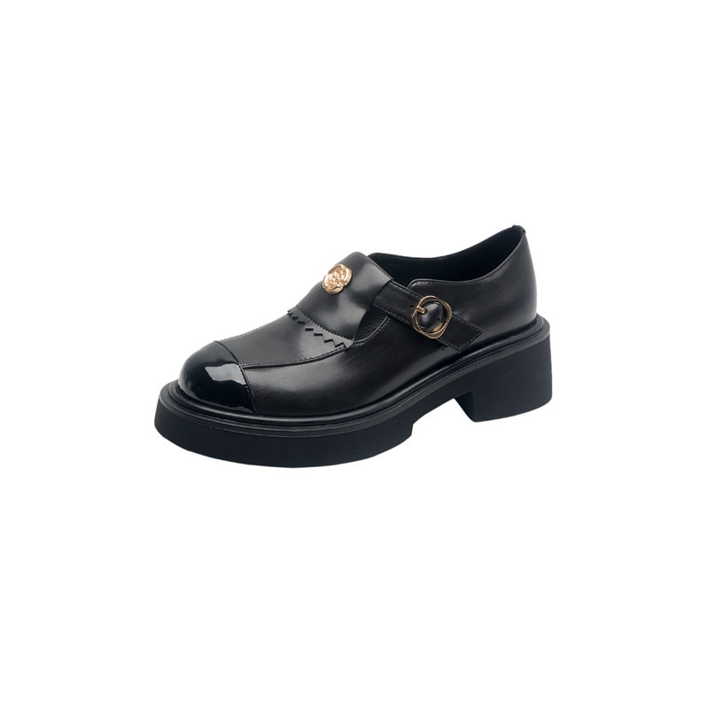 Camellia πλατφόρμα loafers, βρετανικού ύφους, με στρογγυλή μύτη, γυναικείες παπούτσια από συνθετικό δέρμα με χοντρό τακούνι