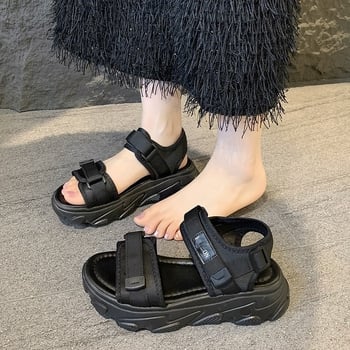 Γυναικείες σαγιονάρες με παχύ πάτο και Velcro, καλοκαίρι 2026, άνετες πλατφόρμες για παραλία