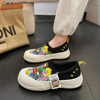 Γυναικείοι Mary Jane loafers από καμβά με παχιά σόλα, slip-on casual sneakers για άνοιξη και καλοκαίρι