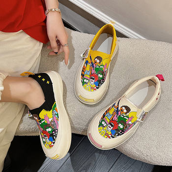 Γυναικείοι Mary Jane loafers από καμβά με παχιά σόλα, slip-on casual sneakers για άνοιξη και καλοκαίρι