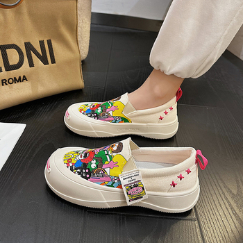 Γυναικείοι Mary Jane loafers από καμβά με παχιά σόλα, slip-on casual sneakers για άνοιξη και καλοκαίρι