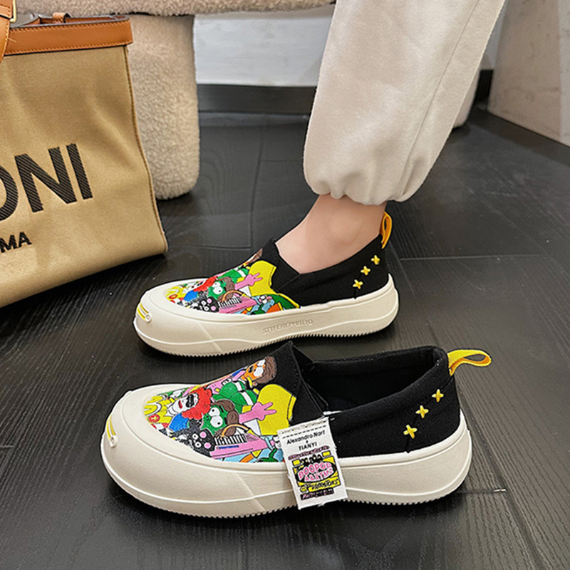 Γυναικείοι Mary Jane loafers από καμβά με παχιά σόλα, slip-on casual sneakers για άνοιξη και καλοκαίρι