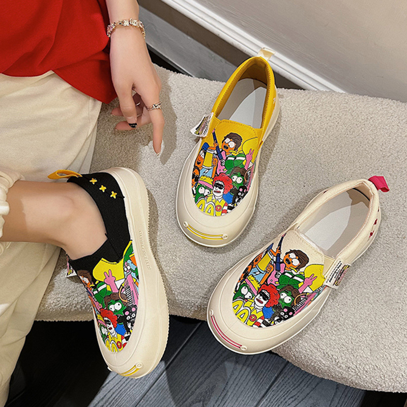 Γυναικείοι Mary Jane loafers από καμβά με παχιά σόλα, slip-on casual sneakers για άνοιξη και καλοκαίρι