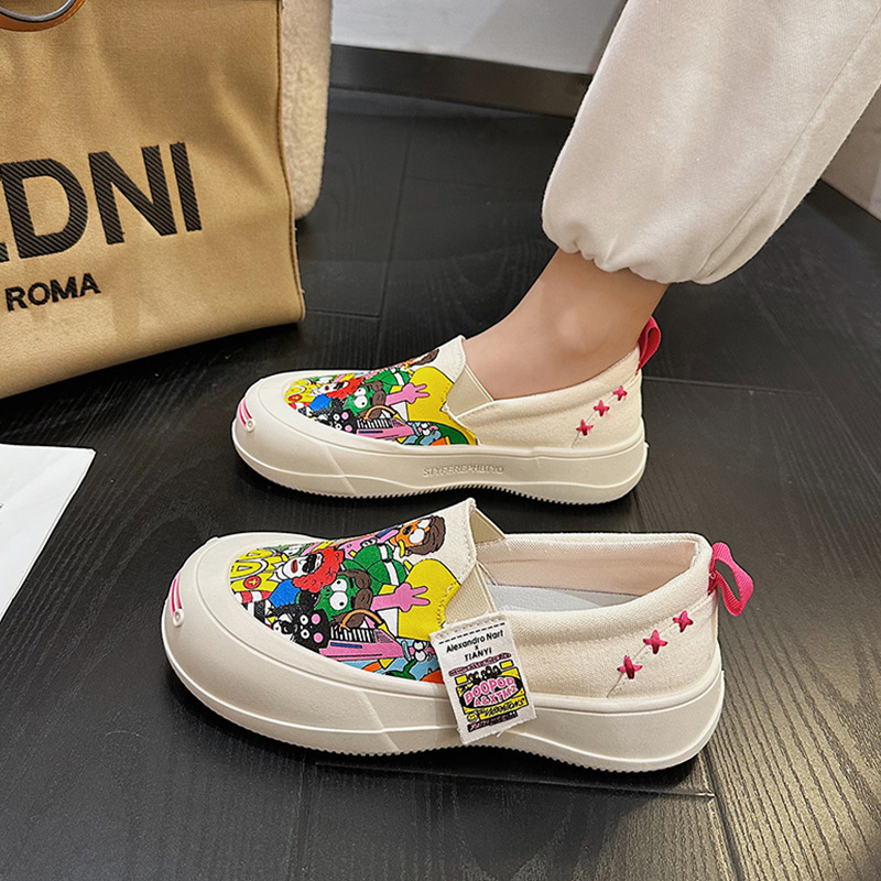 Γυναικείοι Mary Jane loafers από καμβά με παχιά σόλα, slip-on casual sneakers για άνοιξη και καλοκαίρι