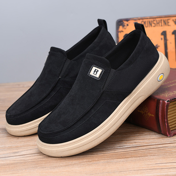 2026 tavasz férfi vászon slip-on cipő — könnyű, csúszásmentes, gumitalp, kerek orr, alacsony sarok