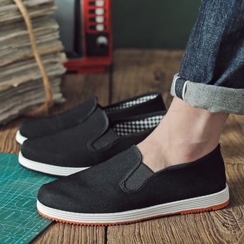 Légáteresztő vászon slip-on férfiak és nők számára – mindennapi, vezetési és munkacipő, többrétegű talppal, fekete
