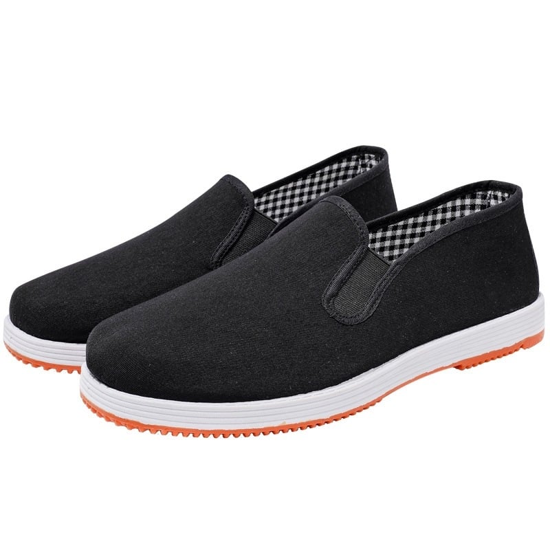 Légáteresztő vászon slip-on férfiak és nők számára – mindennapi, vezetési és munkacipő, többrétegű talppal, fekete