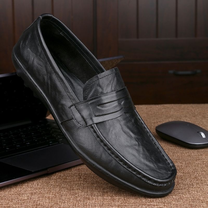 Ανδρικά loafers από μαλακό δέρμα, καλοκαιρινά, slip-on με αναπνέουσα σόλα καουτσούκ, μοντέλο 2026