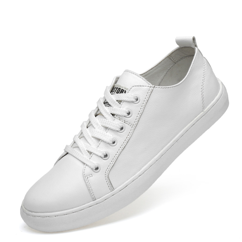1967 Zászlóshajó minden évszakra – Férfi fehér bőr sneakers, Slip-On, megerősített varrással, casual alacsony talpú