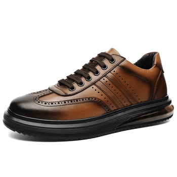 Ανδρικά/γυναικεία δερμάτινα brogue παπούτσια, casual, με φινίρισμα σκάλισμα χρώματος και παχιά σόλα