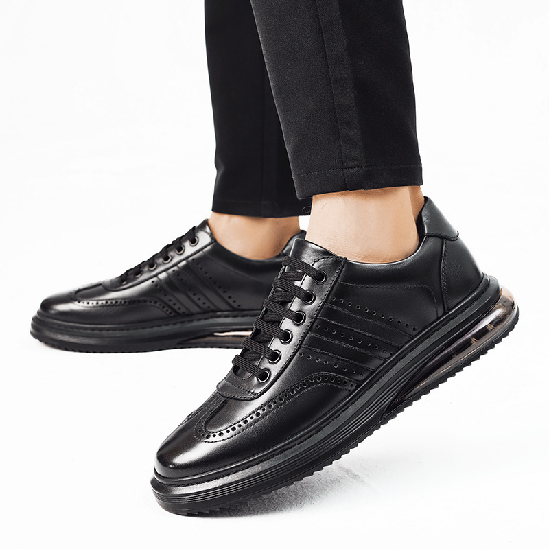 Ανδρικά/γυναικεία δερμάτινα brogue παπούτσια, casual, με φινίρισμα σκάλισμα χρώματος και παχιά σόλα