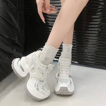 Paris Vintage sneakers με μπλοκ χρωμάτων από διχτυωτή ύφανση για γυναίκες, παχιά σόλα, casual dad shoes