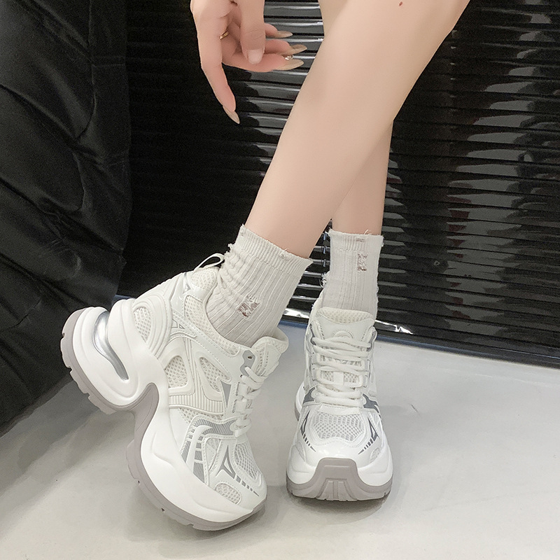Paris Vintage sneakers με μπλοκ χρωμάτων από διχτυωτή ύφανση για γυναίκες, παχιά σόλα, casual dad shoes
